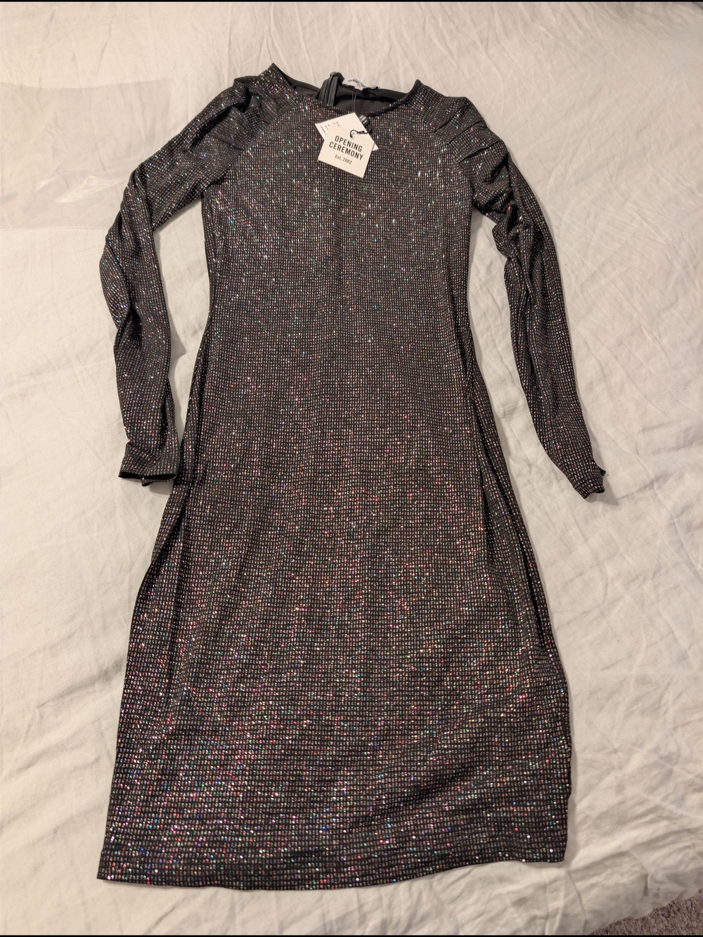 NWT Opening Ceremony Cleo Glitter Sheath Dress Sparkle Metallic Rainbow Size S